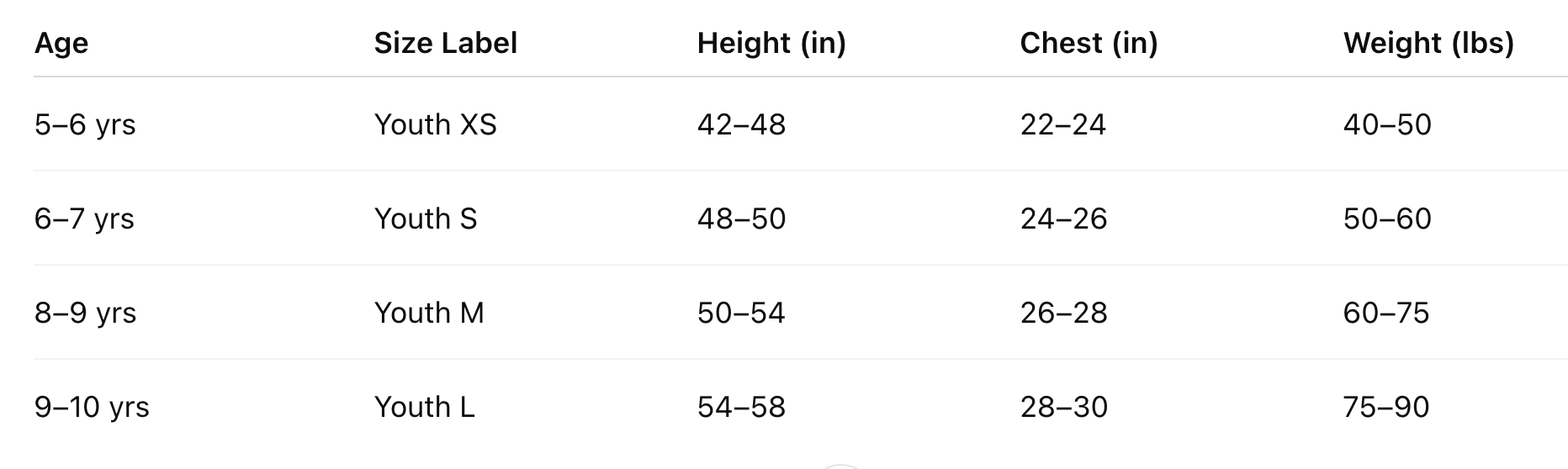 T-Shirt Size Guide